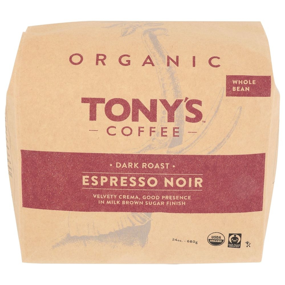 Tonys Coffee Espresso Noir Dark Roast Whole Bean Coffee, 24 Ounce -- 8 per case