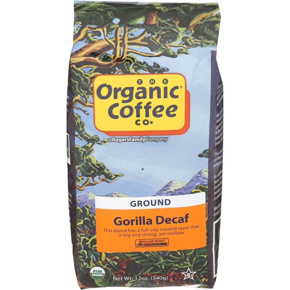 The Organic Coffee Organic Fairly Traded Gorilla Decaf Ground Coffee, 12 Ounce