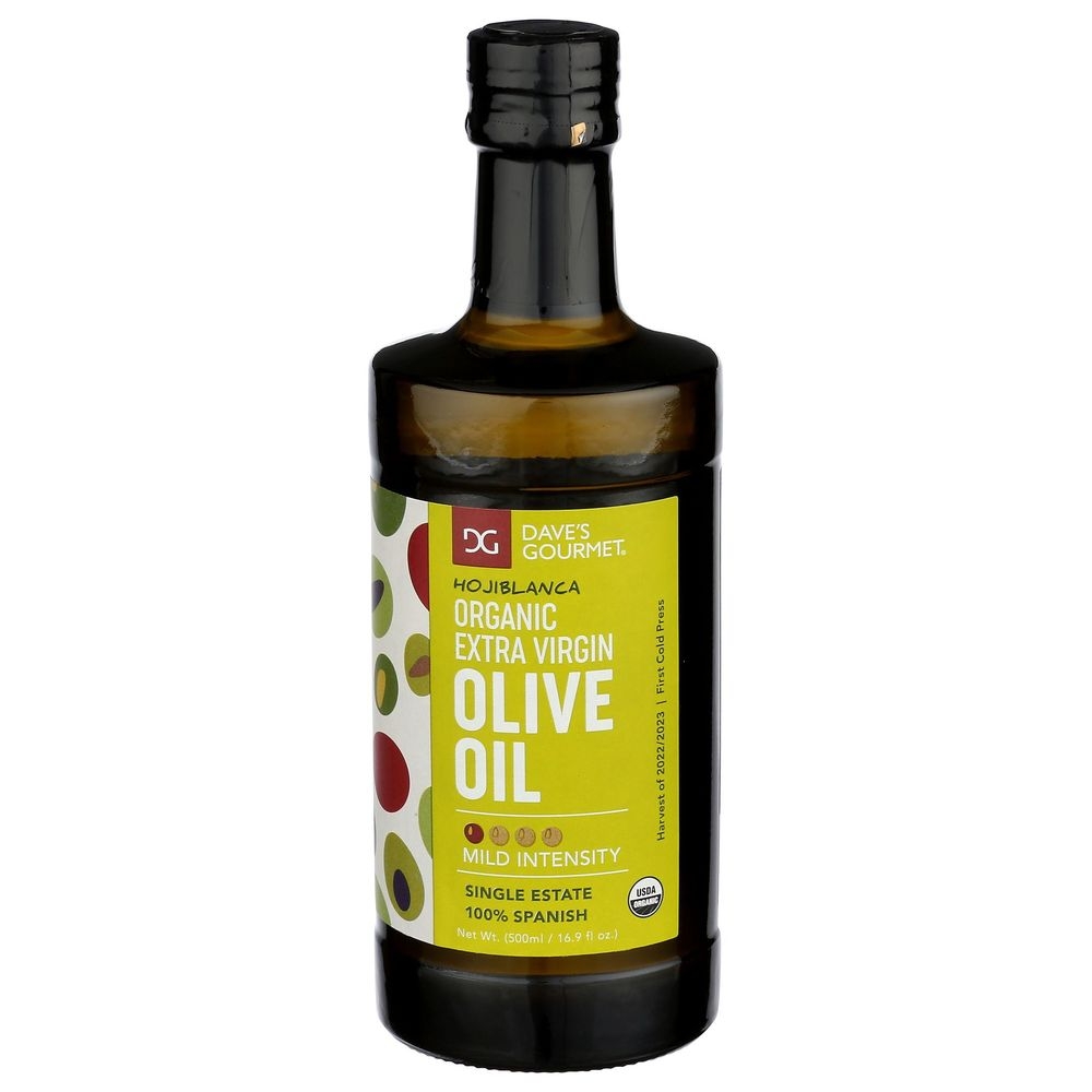 Daves Gourmet Organic Hojiblanca Extra Virgin Olive Oil, 500 Milliliter -- 6 per case