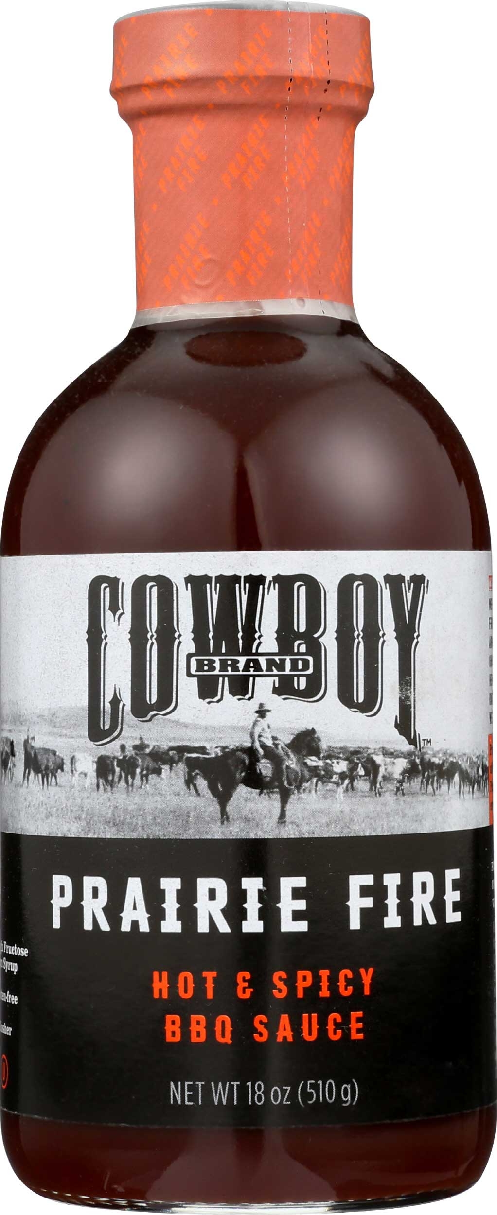 Cowboy Charcoal Prairie Fire Hot and Spicy BBQ Sauce, 18 Ounce -- 6 per case
