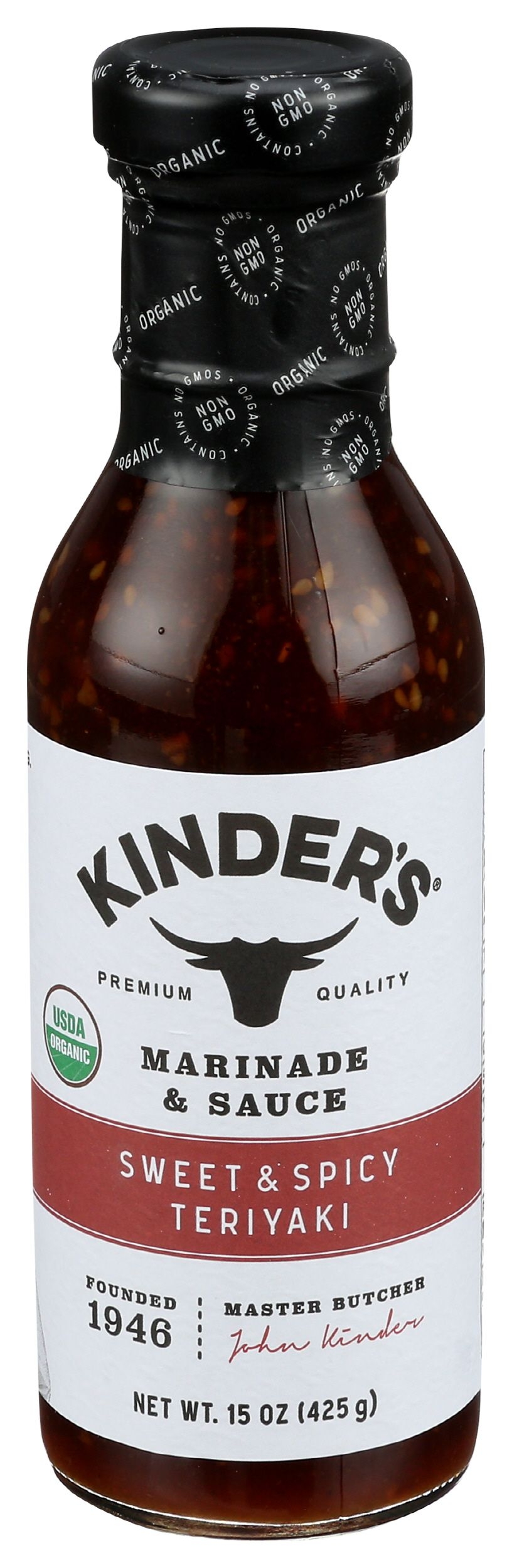 Kinders Organic Sweet and Spicy Teriyaki Marinade Sauce, 15 Ounce -- 6 per case