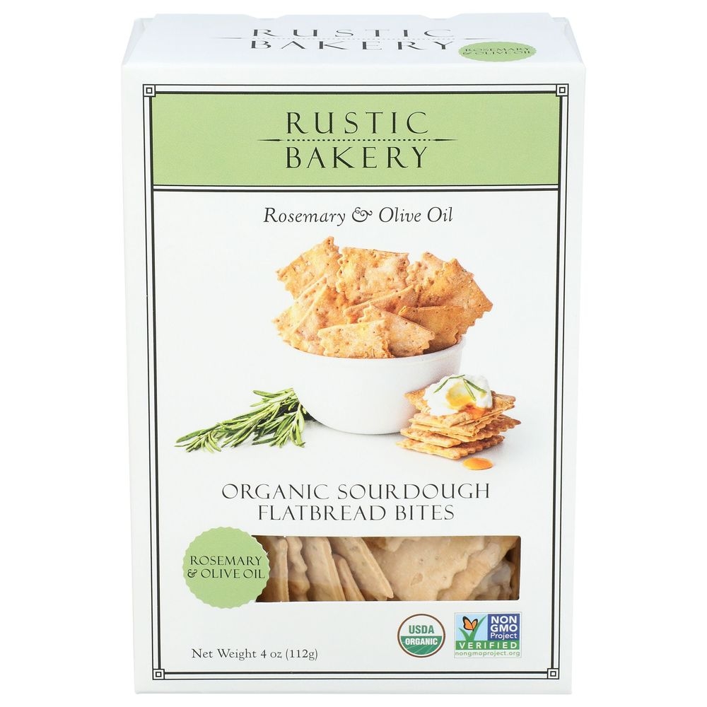 Rustic Bakery Organic Rosemary and Olive Oil Sourdough Flatbread Bites, 4 Ounce -- 12 per case