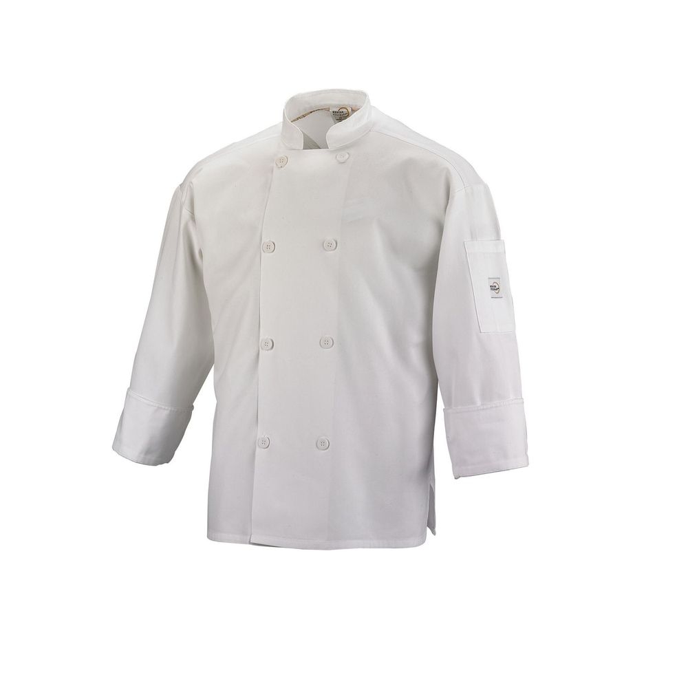 Mercer Culinary Millennia Air White Large Unisex Cook Jacket with Full Mesh Back