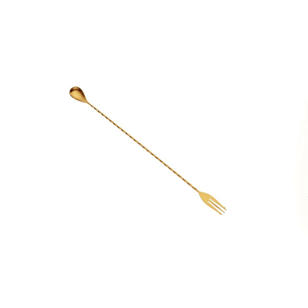 Barfly Gold Plated Bar Spoon with Fork End, 15 3/4 inch