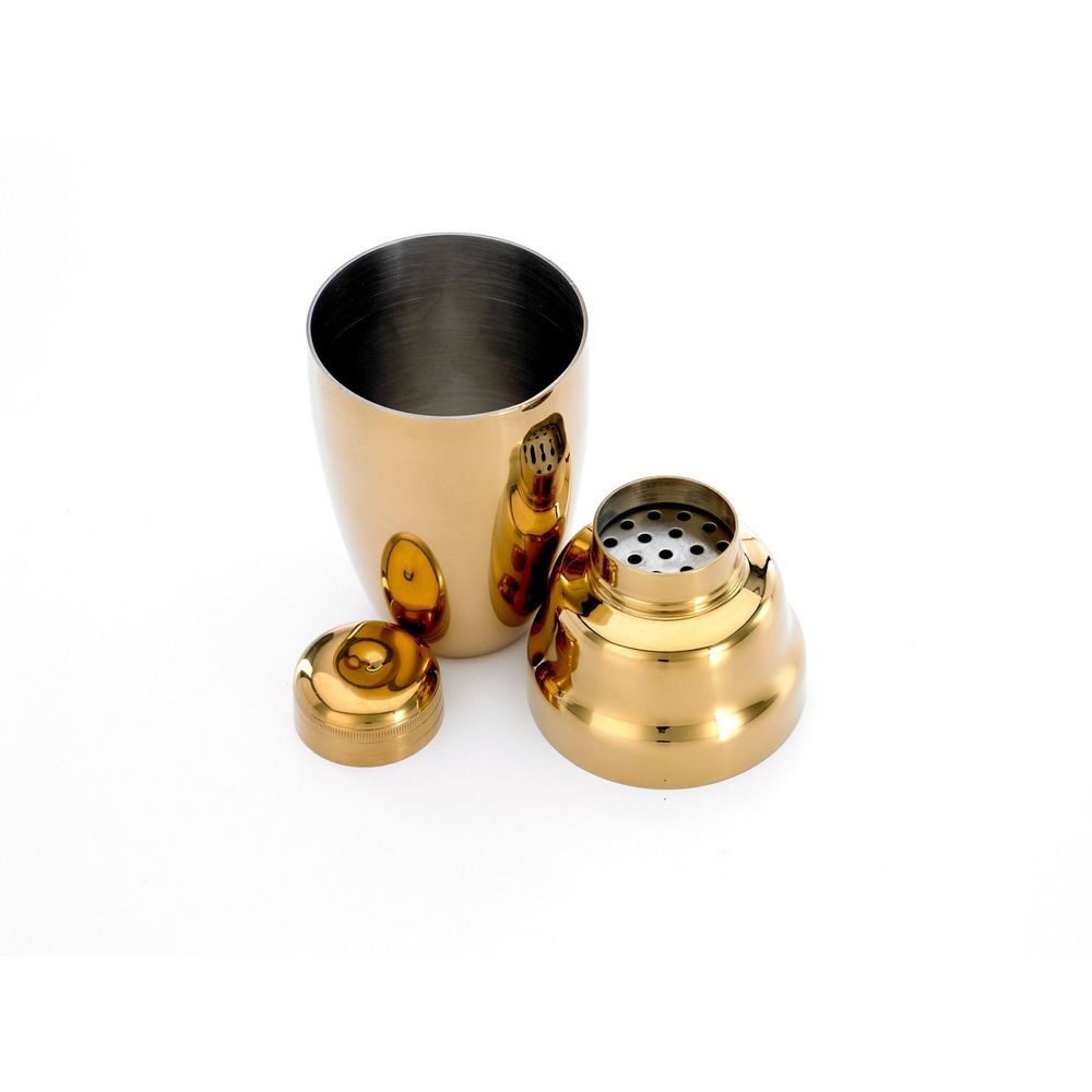 Barfly Gold Plated 3 Piece Heavy Duty Cocktail Shaker Set, 17 Ounce Capacity