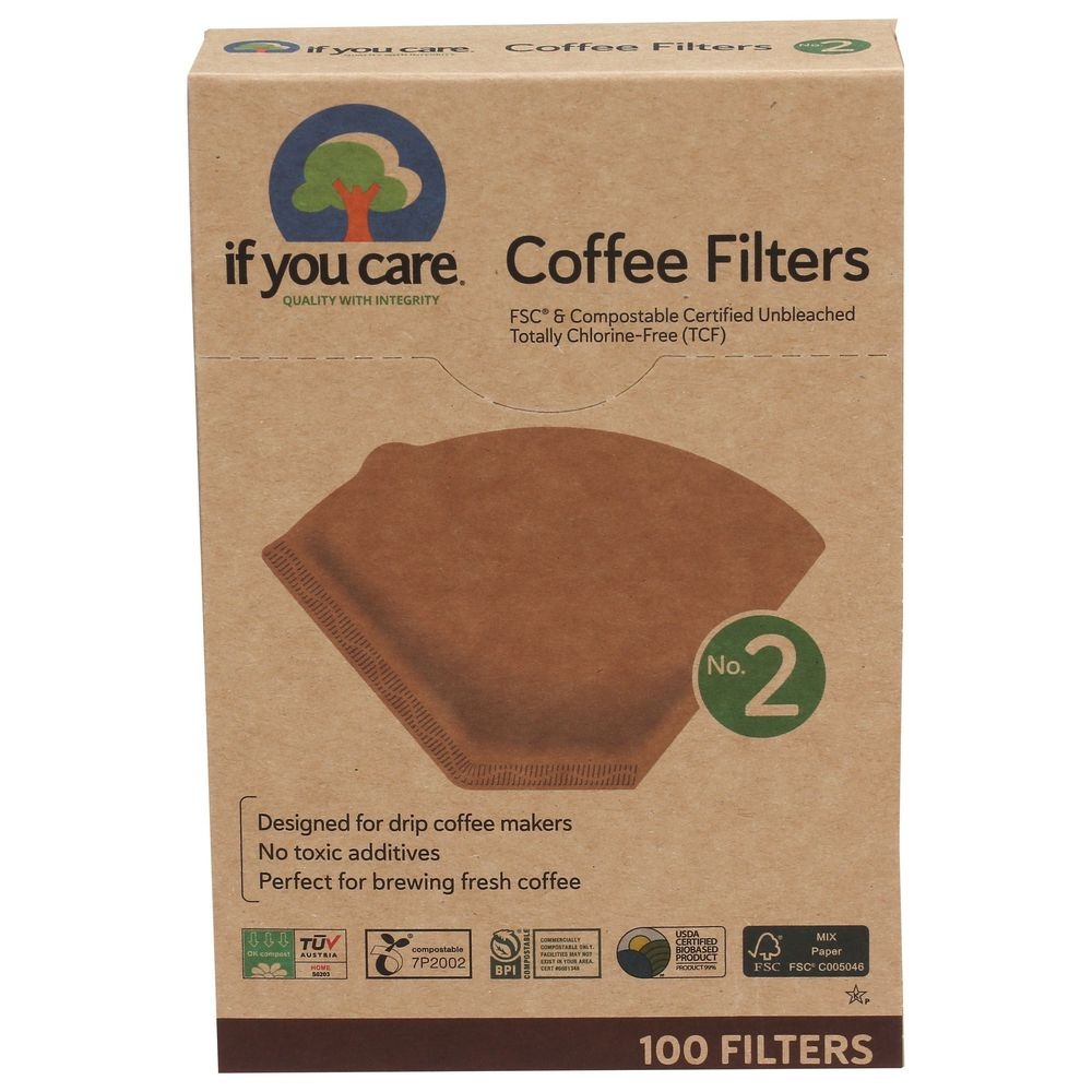 If You Care Number 2 Unbleached Coffee Filter, 100 count -- 12 per case