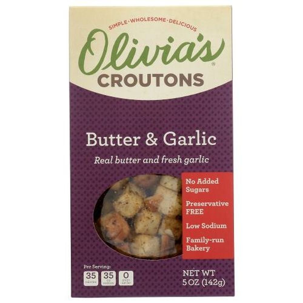 Olivias Butter and Garlic Croutons, 5 Ounce -- 6 per case