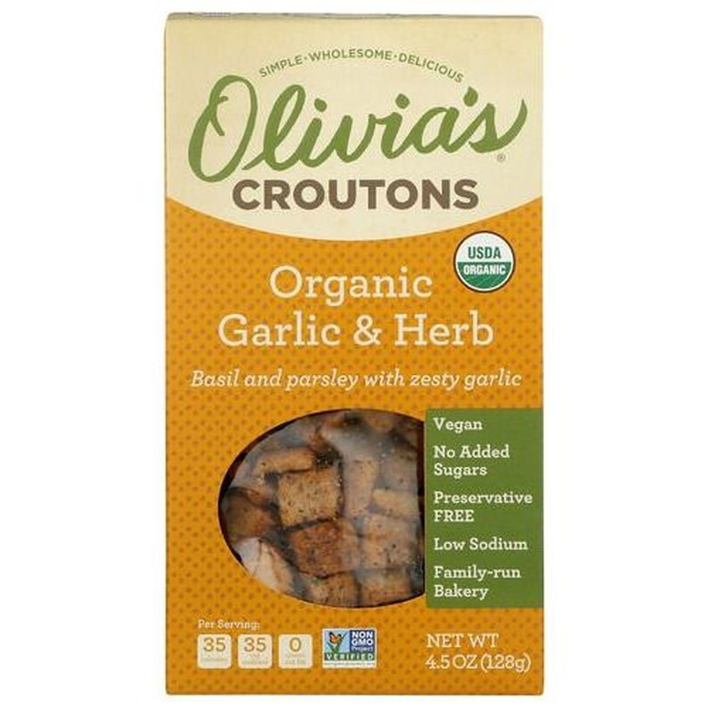 Olivias Organic Garlic and Herb Croutons, 4.5 Ounce -- 6 per case