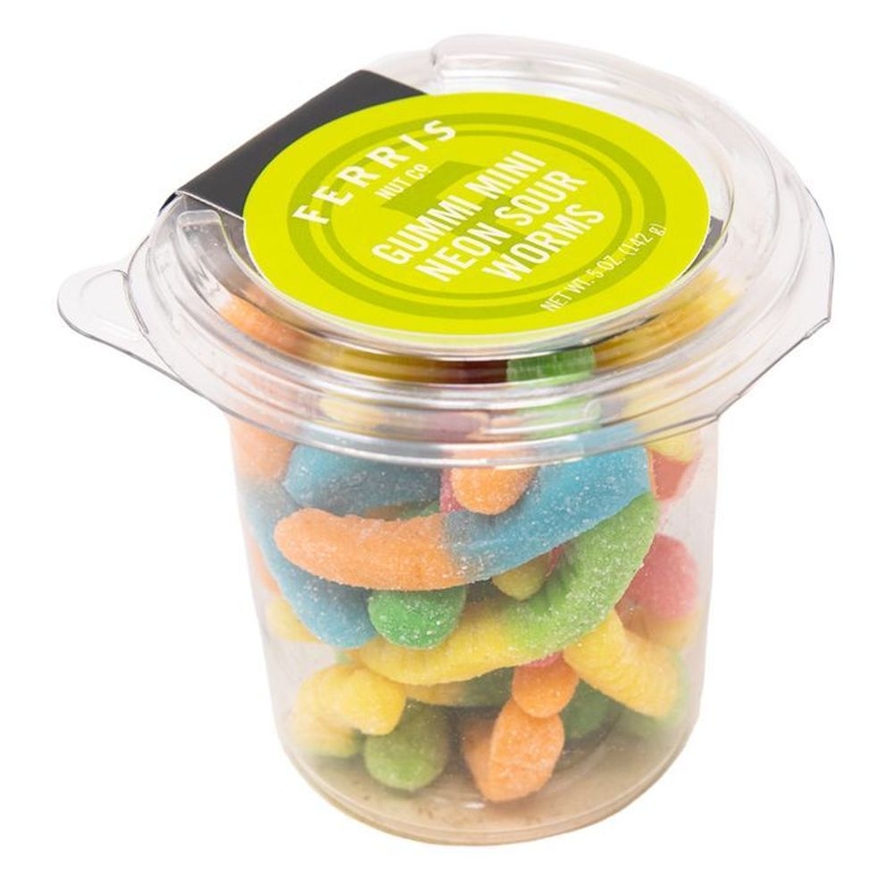 Ferris Coffee and Nut Mini Neon Sour Gummy Worms, 5 Ounce -- 12 per case