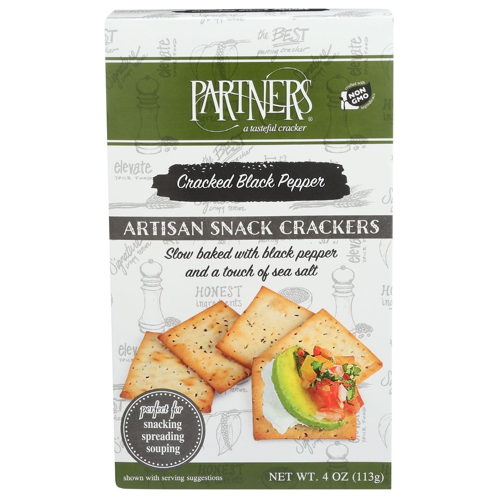 Partners Cracked Black Pepper Artisan Snack Crackers, 4 Ounce -- 6 per case