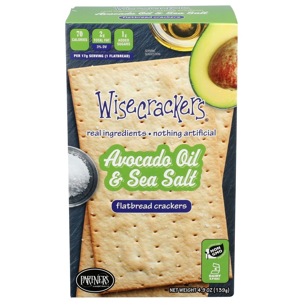 Wisecrackers Avocado Oil and Sea Salt Flatbread Crackers, 4.9 Ounce -- 6 per case