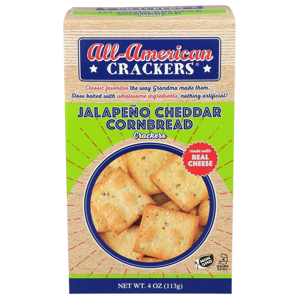 All American Jalapeno Cheddar Cornbread Crackers, 4 Ounce -- 6 per case