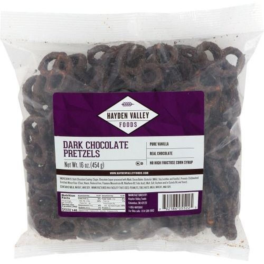 Hayden Valley Foods Dark Chocolate Pretzels, 16 Ounce -- 18 per case