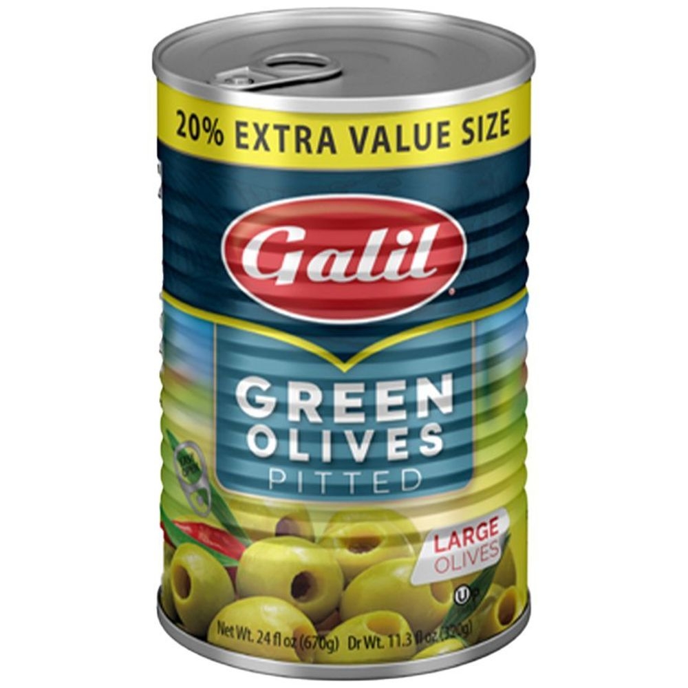 Galil Large Pitted Green Olives, 24 Ounce -- 12 per case