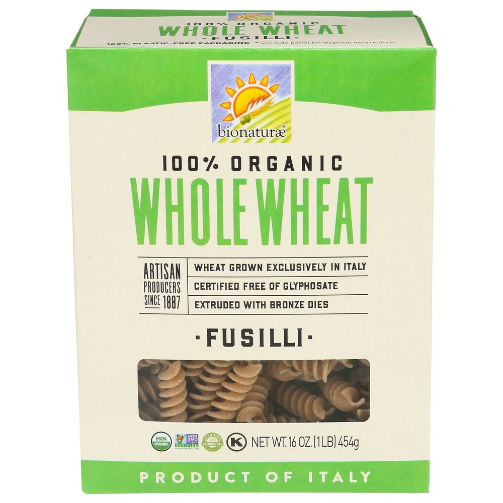 Bionaturae 100 Percent Organic Whole Wheat Fusilli Pasta, 16 Ounce -- 12 per case