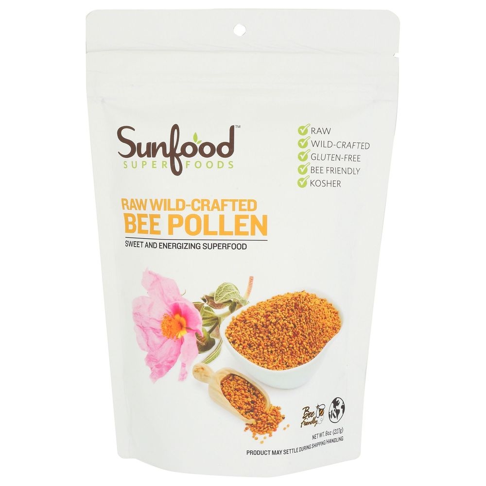 Sunfood Superfood Raw Wild Crafted Bee Pollen, 8 Ounce