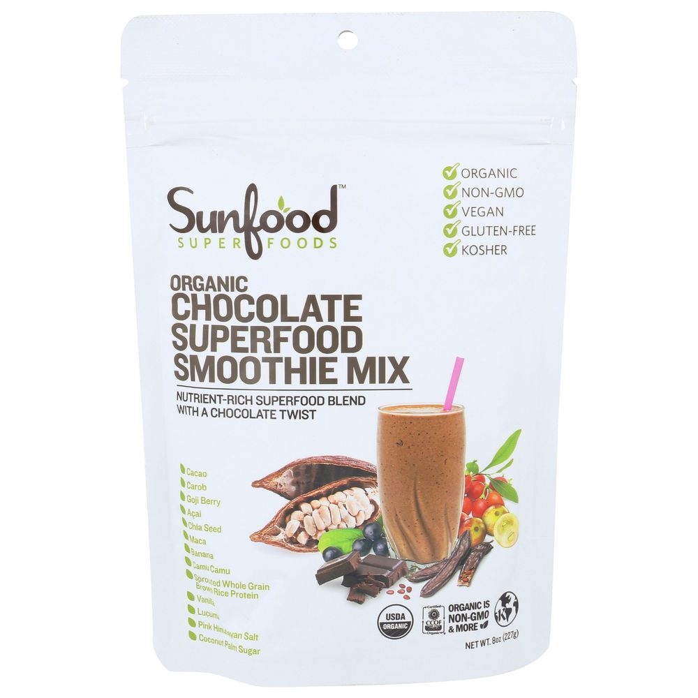 Sunfood Organic Chocolate Superfood Smoothie Mix, 8 Ounce