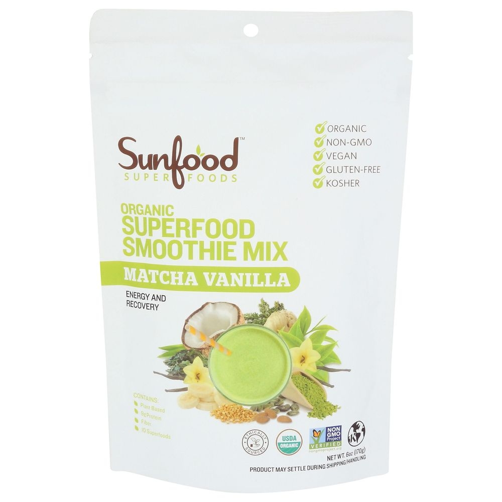 Sunfood Superfoods Organic Matcha Vanilla Superfood Smoothie Mix, 6 Ounce