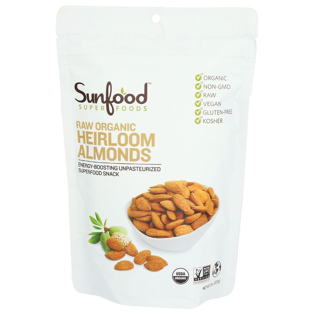 Sunfood Organic Shelled Almonds, 8 Ounce