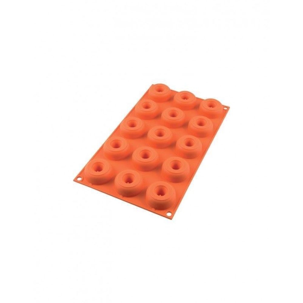 Silikomart SiliconFlex 15 Cavities Mini Donuts Mold, 1.77 inch x 0.75 inch Height Cavity