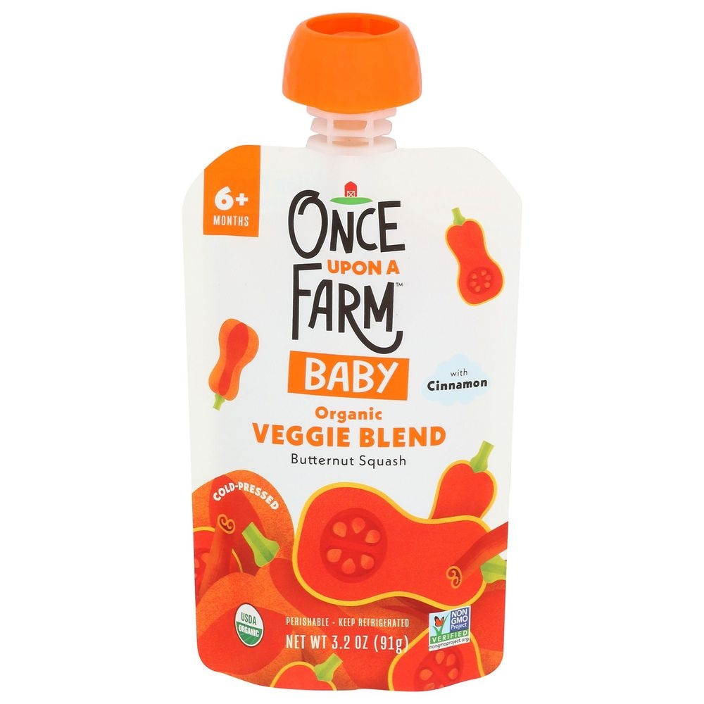 Once Upon A Farm Butternut Squash with Cinnamon Veggie Blend for 6 Plus Month Baby, 3.2 Ounce -- 8 per case