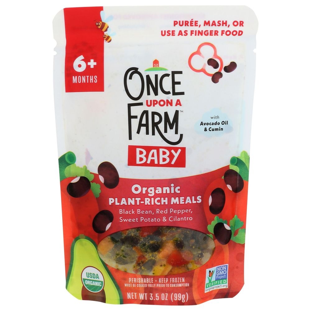 Once Upon A Farm Organic Black Bean Red Pepper Sweet Potato and Cilantro Plant Rich Baby Meals, 3.5 Ounce -- 8 per case