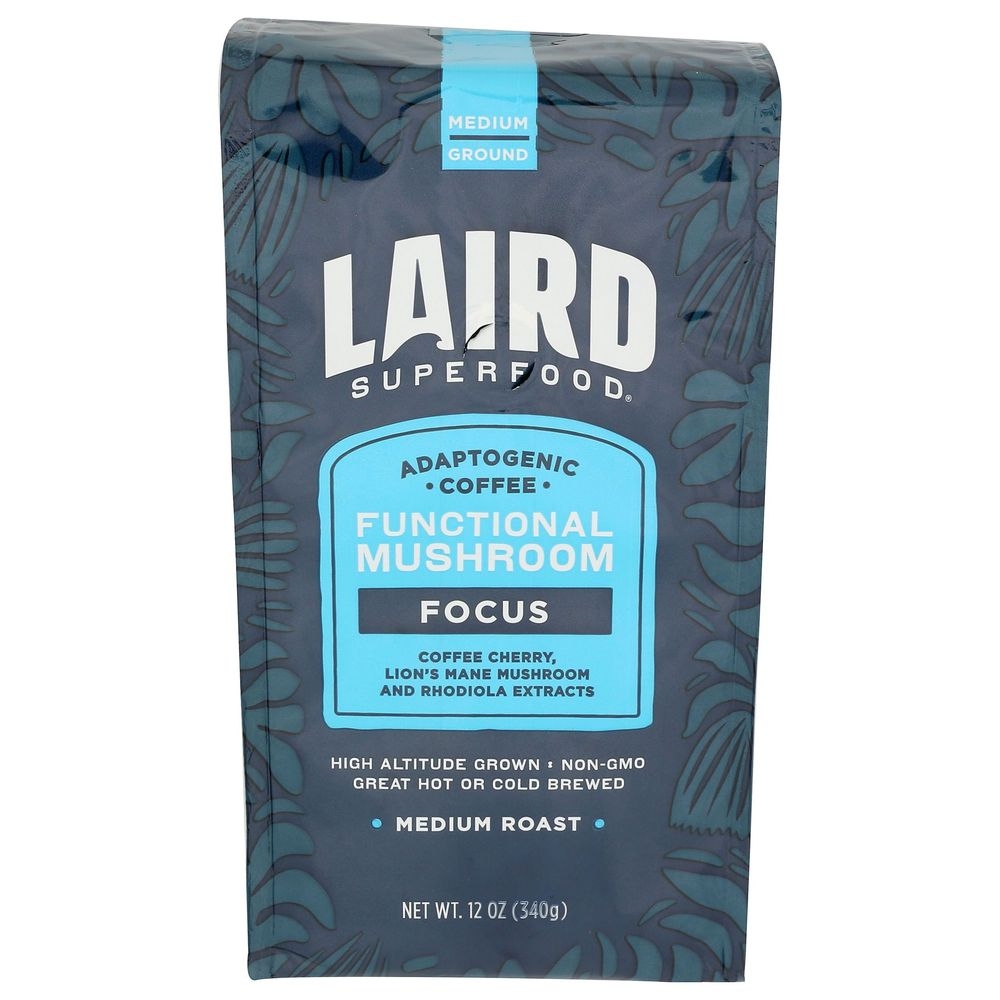 Laird Superfood Focus Medium Roast Functional Mushroom Coffee, 12 Ounce -- 6 per case