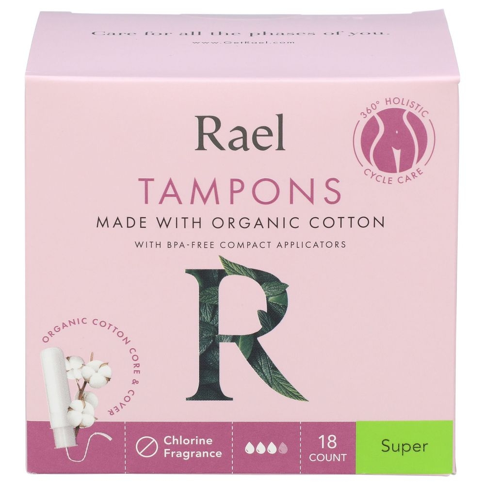 Rael Organic Super Cotton Tampon, 18 count
