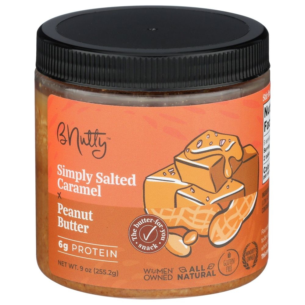 B Nutty Simply Salted Caramel Peanut Butter, 9 Ounce -- 6 per case