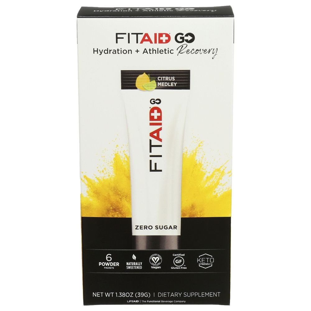 LifeAid FitAid Go Hydration plus Athletic Recovery Powder, 1.38 Ounce -- 6 per case