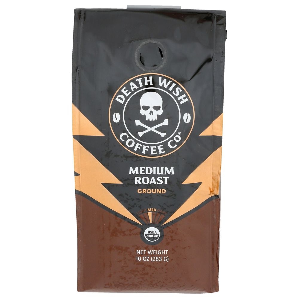Death Wish Organic Medium Roast Ground Coffee, 10 Ounce -- 6 per case