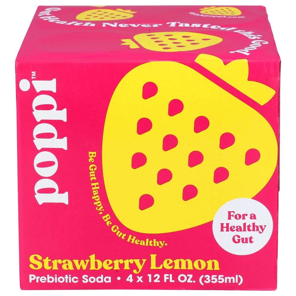 Poppi Strawberry Lemon Prebiotic Soda, 12 Fluid Ounce -- 24 per case