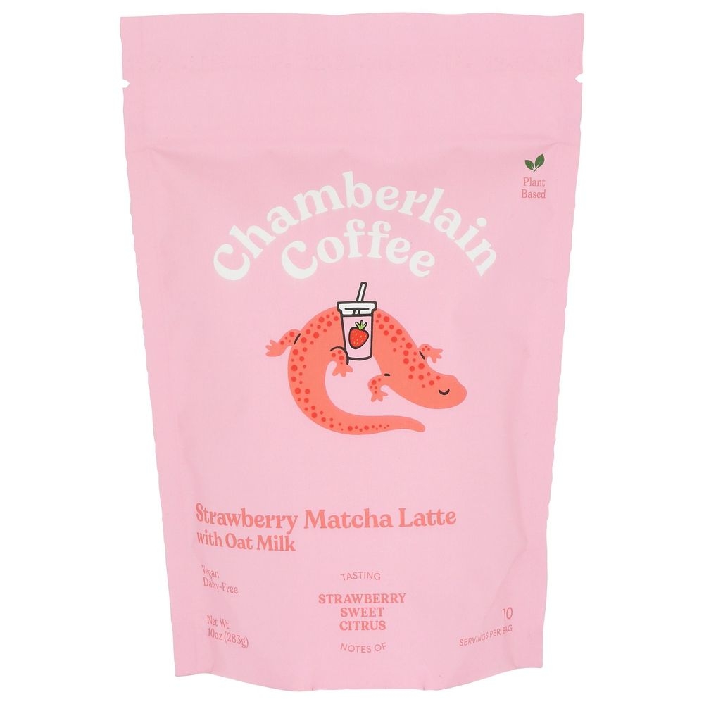 Chamberlain Coffee Strawberry Matcha Latte with Oatmilk, 10 Ounce -- 12 per case