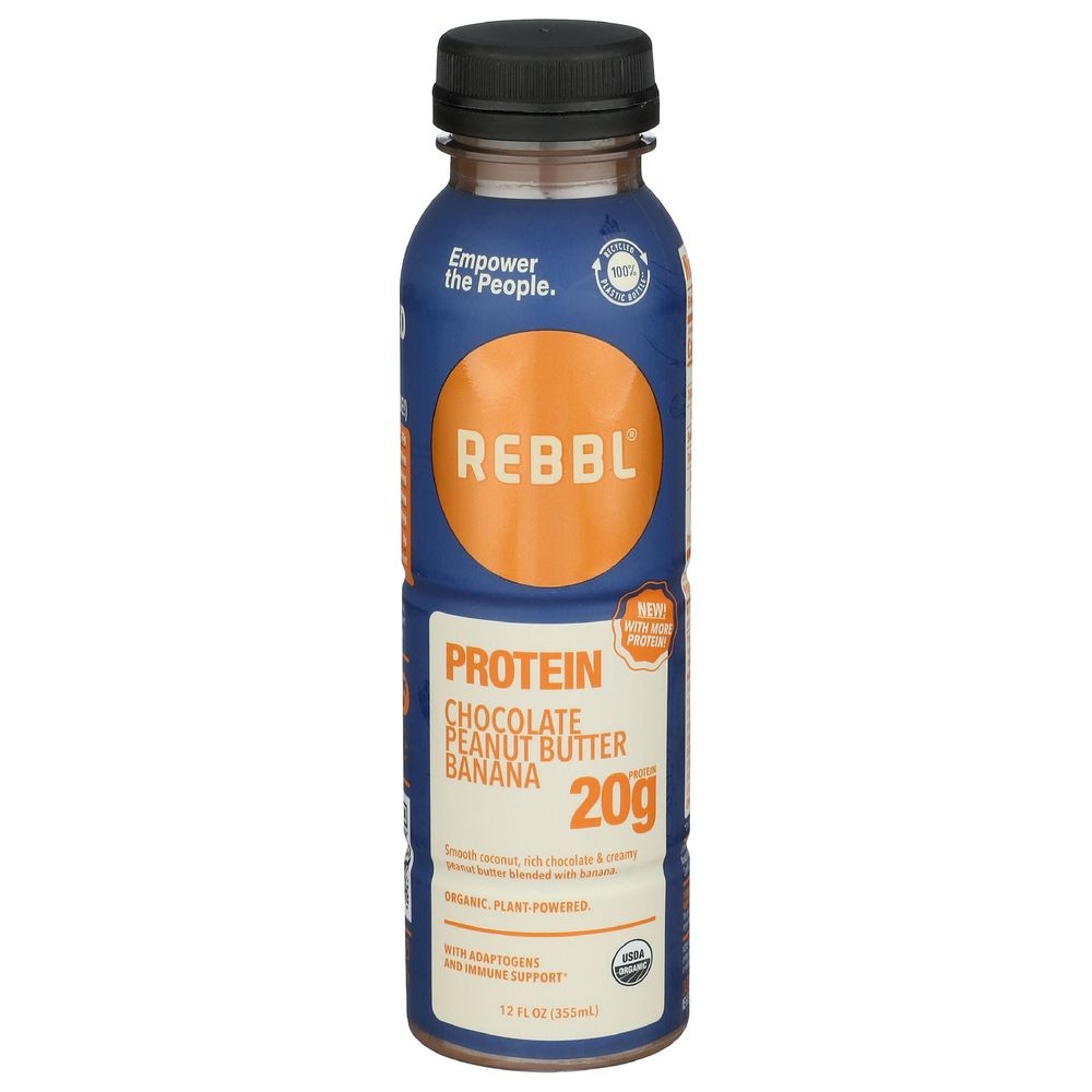 Rebbl Chocolate Peanut Butter Banana Protein Supplement, 12 Fluid Ounce -- 12 per case