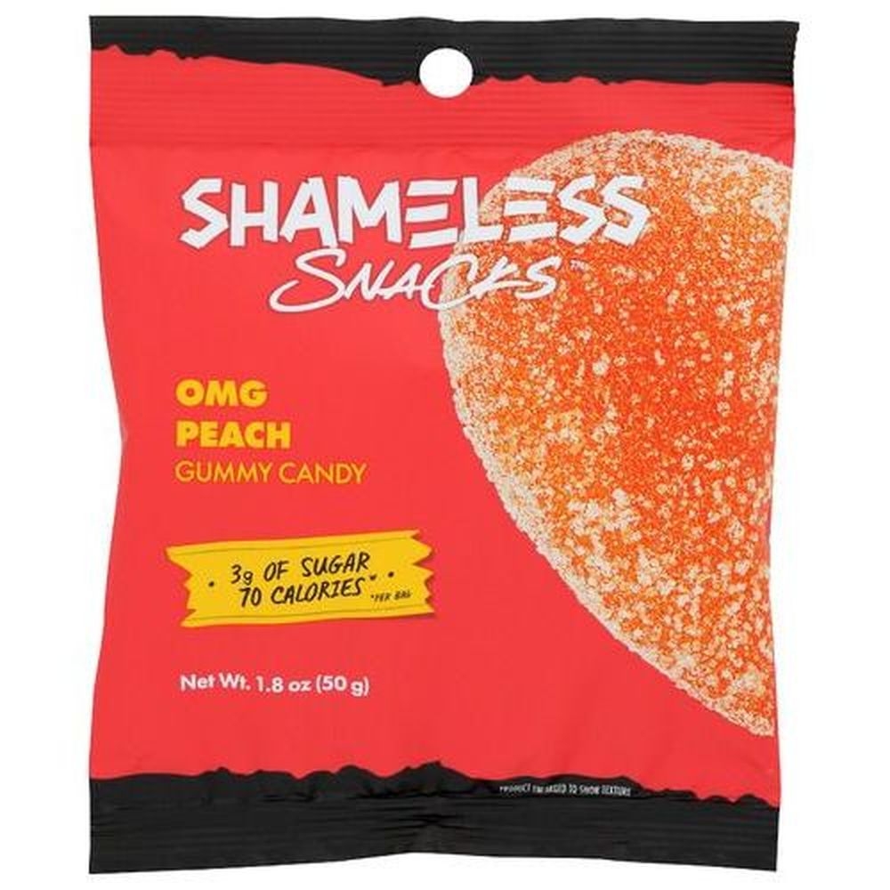 Shameless Snacks OMG Sour Peach Gummy Candy, 1.8 Ounce -- 6 per case