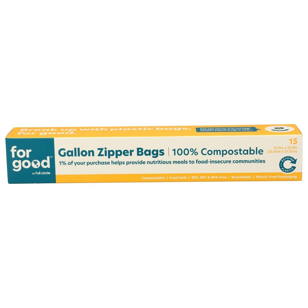 For Good Compostable Gallon Zipper Bag, 15 count -- 6 per case
