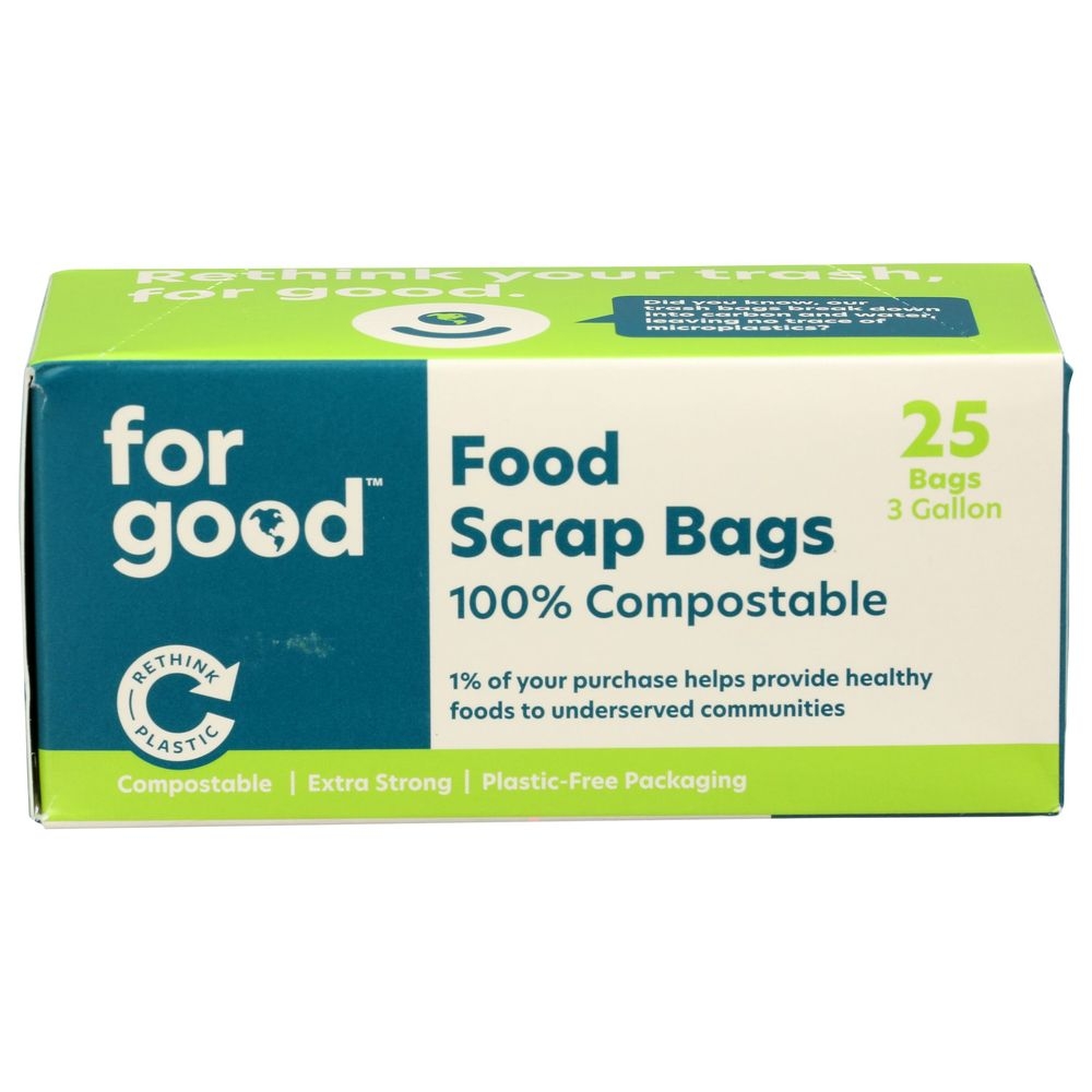 For Good Compostable 3 Gallon Capacity Food Scrap Bag, 25 count -- 6 per case