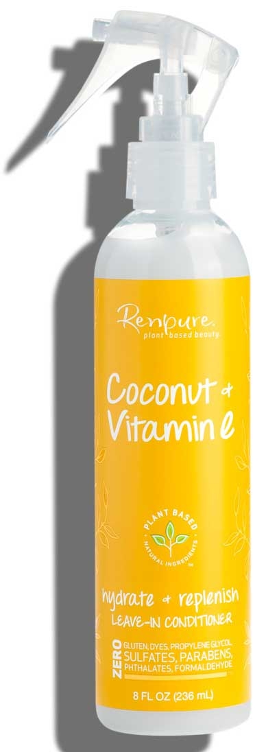 Renpure Coconut Water and Vitamin E Hydrate Plus Replenish Leave-In Conditioner, 8 Fluid Ounce