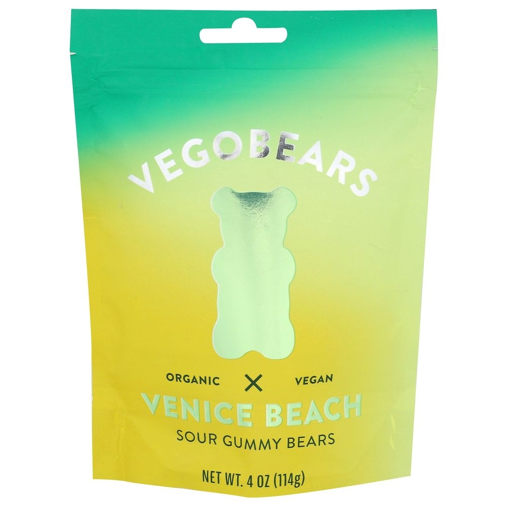 VegoBears Venice Beach Organic Sour Gummy Bears, 4 Ounce -- 10 per case