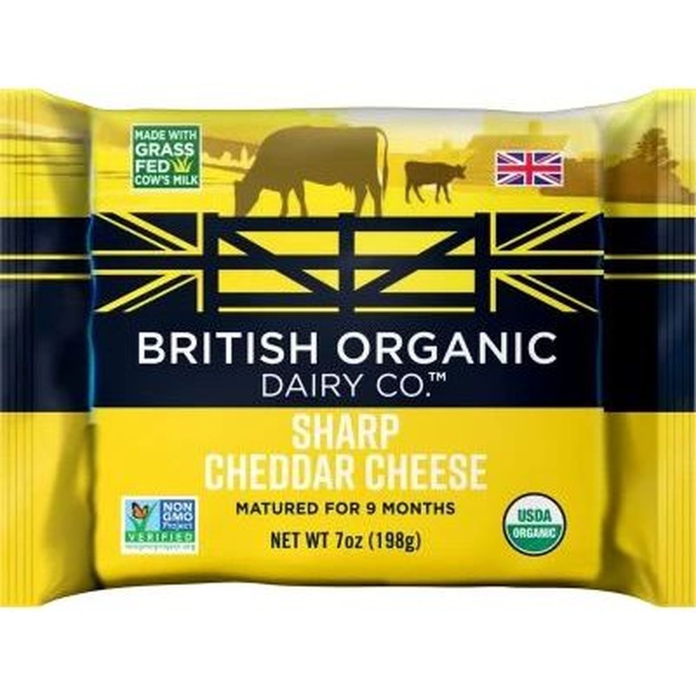 British Organic Dairy Sharp Cheddar Cheese, 7 Ounce -- 12 per case