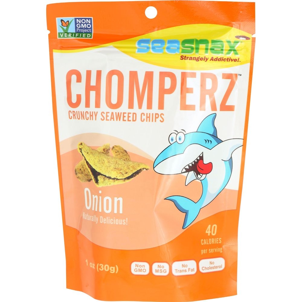 Seasnax Chomperz Onion Crunchy Seaweed Chip, 1 Ounce -- 8 per case