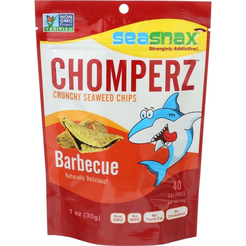 Seasnax Chomperz Barbecue Crunchy Seaweed Chip, 1 Ounce -- 8 per case