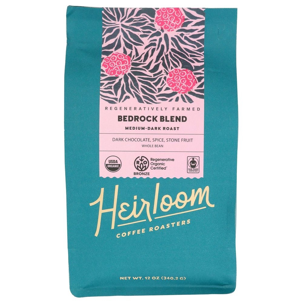 Heirloom Coffee Roasters Medium Dark Roast Bedrock Blend Coffee, 12 Ounce -- 6 per case