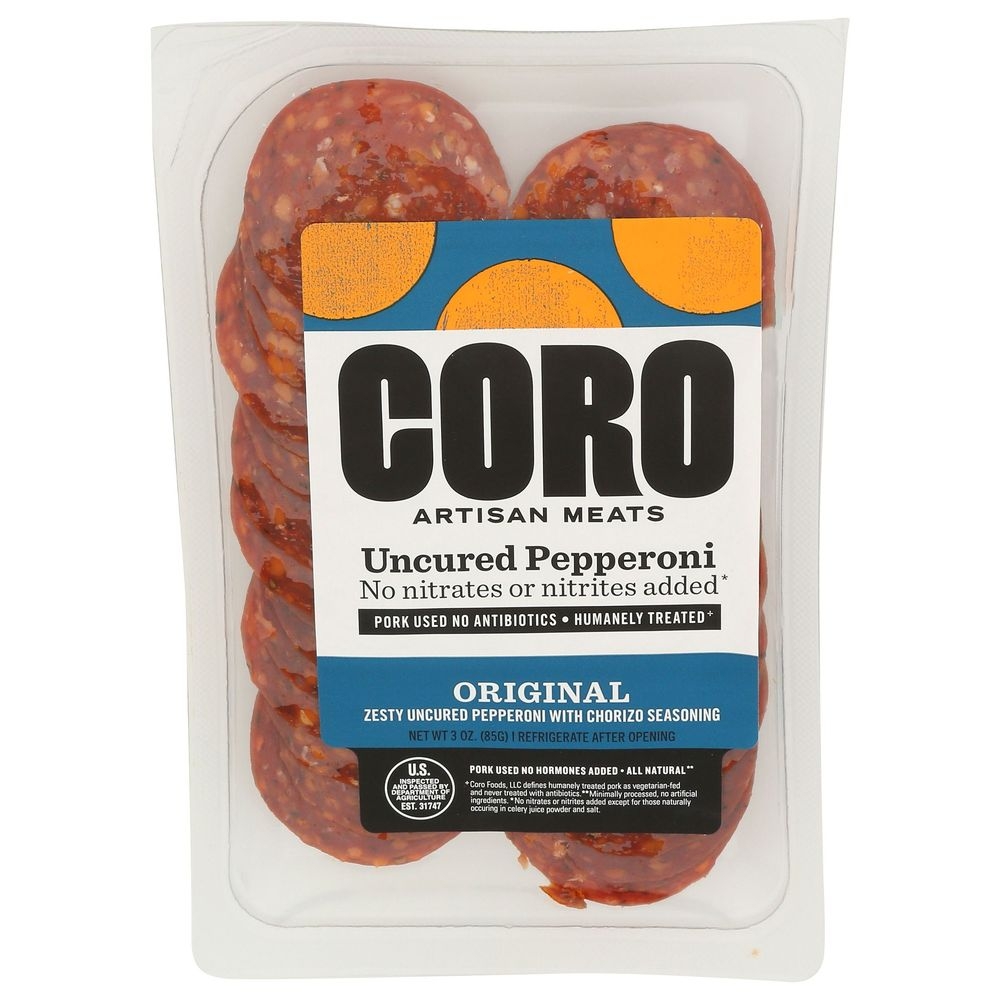 Coro Foods Original Uncured Sliced Pepperoni, 3 Ounce -- 12 per case