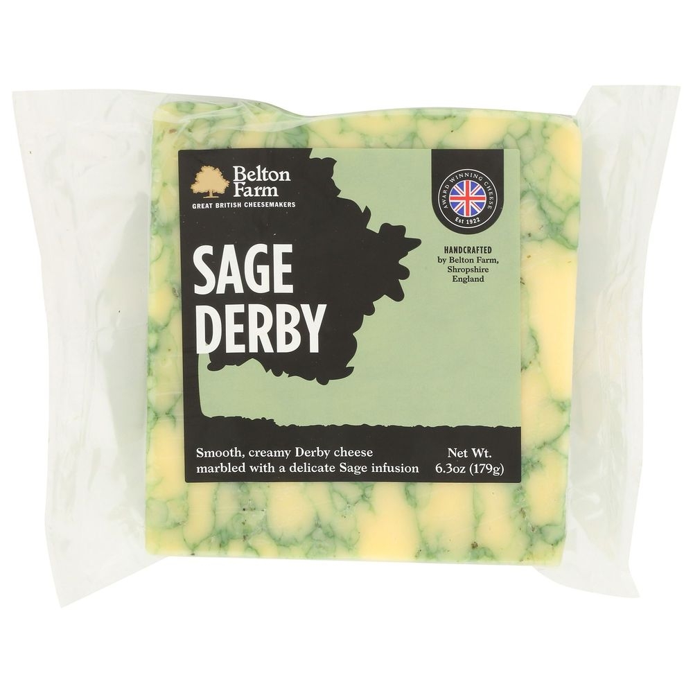 Belton Farms Sage Derby Cheese, 6.35 Ounce -- 8 per case