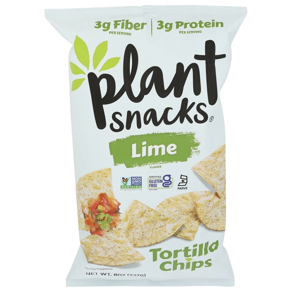 Plant Snacks Lime Tortilla Chips, 8 Ounce -- 9 per case