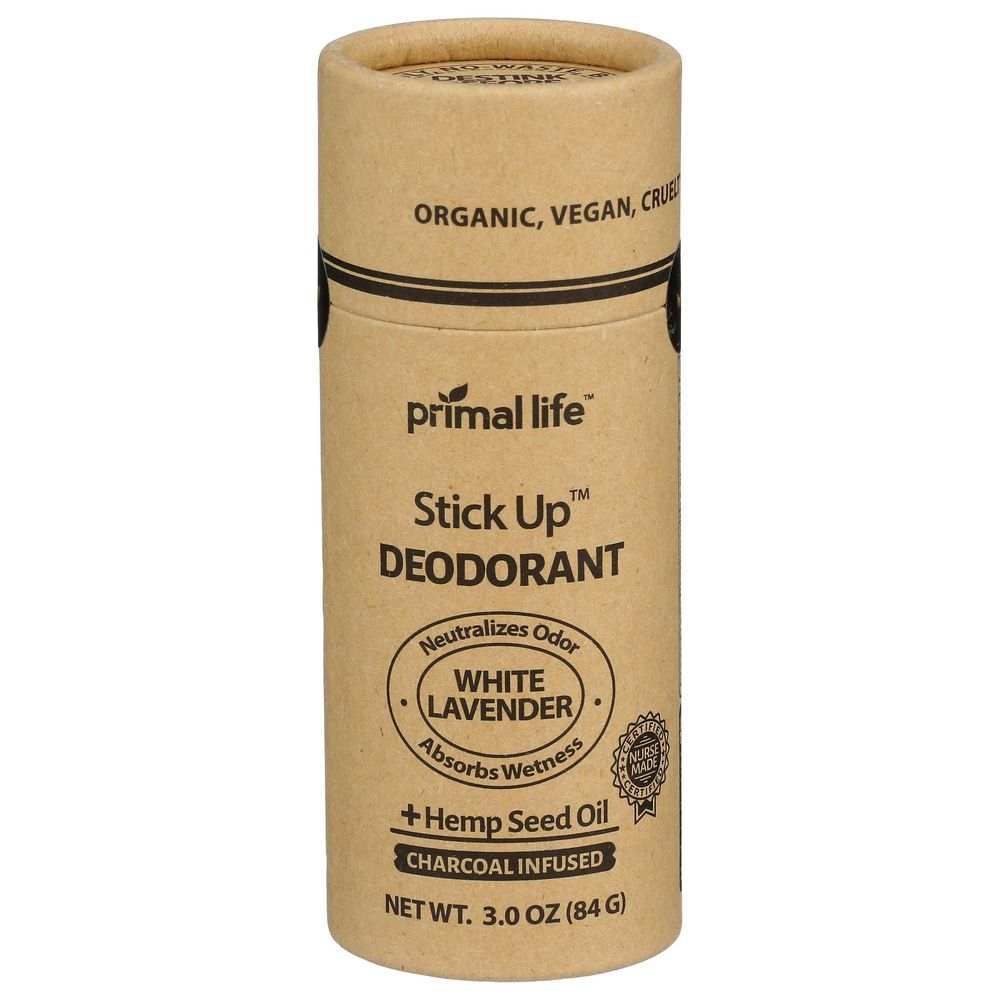 Primal Life Organics Stick Up Natural White Lavender Deodorant, 3 Ounce