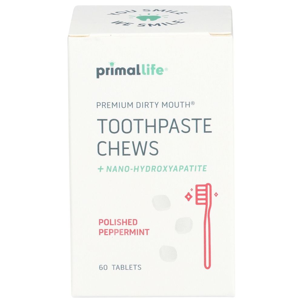 Primal Life Organics Premium Dirty Mouth Toothpaste Chew Tablets, 60 count