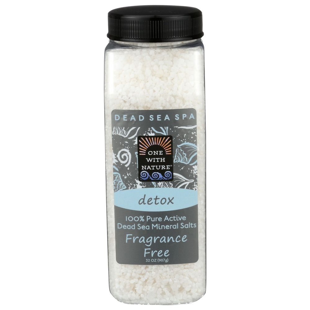 One With Nature Detox Fragrance Free Bath Salt, 32 Ounce