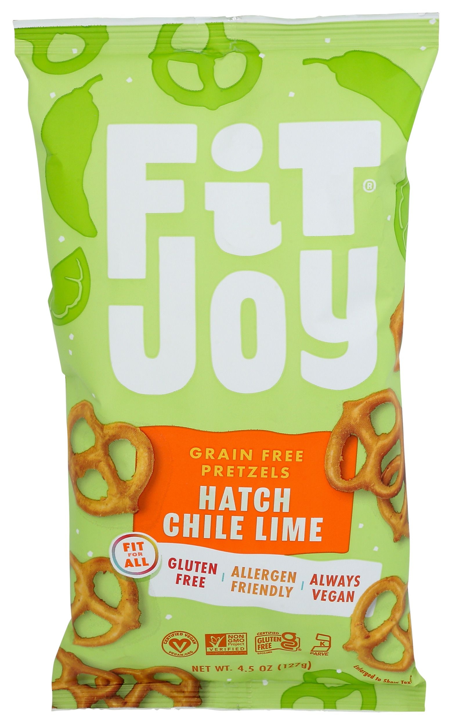 FitJoy Hatch Chile Lime Grain Free Pretzel Twists, 4.5 Ounce -- 12 per case